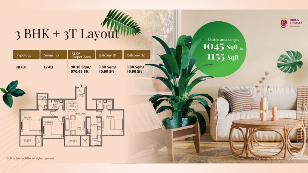 3 BHK Grand Residence floor plan